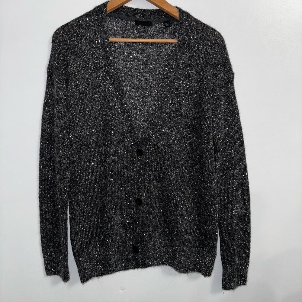 Like New ATM Gray Sequin Alpaca Button up Cardigan XS - Picture 3 of 12